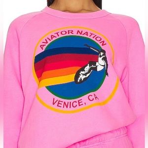 Aviator Nation surfer logo crew neck pink sweatshirt. Size XS.